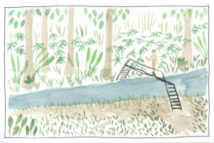 michael on bridge on waterfall hike