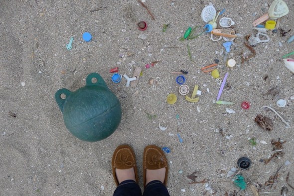 plastic objects from a Japan Seaside beach