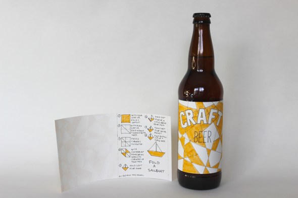 origami sailboat beer label