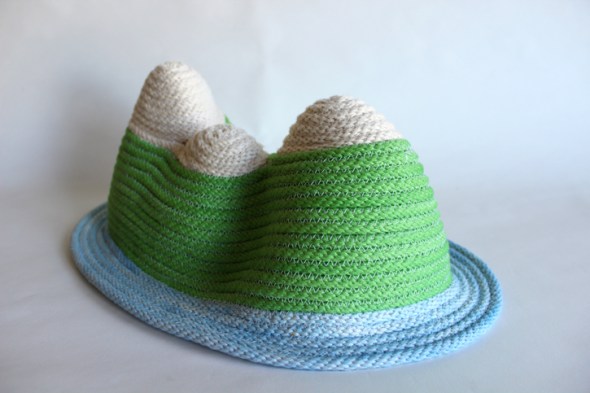 coiled rope sculptures mountainous island